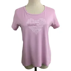 ルイシャンタン Lui Chantant Tシャツ カットソー プルオーバー ラウンドネック ロゴ プリント ラメ 半袖 38 ピンク 白 ホワイトのサムネイル