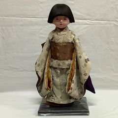 アウトレット商品】市松人形 男の子 久楽朋 34cm 縮緬灰 四季の草花 MK