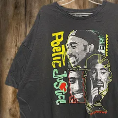 ムービー Tシャツ 2PAC ポエティック ジャスティス トゥパック ポートレート ラップ 音楽 黒 00s XXXXXLサイズ 古着 ビンテージ used vintage p10のサムネイル