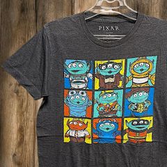 ムービー Tシャツ ピクサー トイ ストーリー エイリアン 九面 コスチューム パネル キャラ 映画 グレー 00s S(日本サイズでM相当)サイズ 古着 ビンテージ used vintage p20/