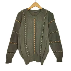 イッセイミヤケ ISSEY MIYAKE 80S 筆タグ オンリミットタグ 3D ストライプ ウール ニット セーター メンズ 表記無 のサムネイル