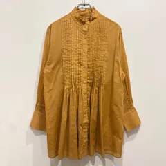 SCAPA 近年モデル ピンタック スタンドカラー フリルカラー シャツ ベージュ キャメル ブラウン 38【送料込み】のサムネイル