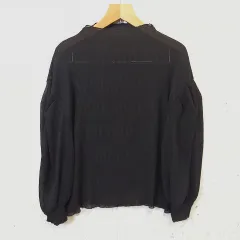 reca レカ ブラウス シアー感 プリーツ ボトルネック 長袖 ブラック Mサイズ ◎_〇□のサムネイル
