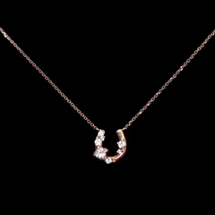美品★ Canal 4℃ ネックレス ホースシュー 幸運の馬蹄モチーフ シルバー ピンクゴールドのサムネイル