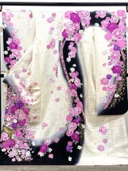 振袖 刺繍 金彩 紋意匠 牡丹と薔薇 身丈170cm 撥水加工済 HKT268 