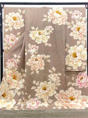 振袖 金駒 金彩 グリッター箔 牡丹 身丈163cm 撥水加工済 HKT270 