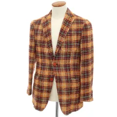 【中古】エルネスト ernesto GFB シルクコットン チェック 2B カジュアルジャケット オレンジxパープル【サイズ48】【メンズ】のサムネイル