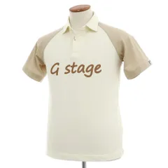 【中古】【未使用】ジーステージ g-stage ストレッチ ポリエステルレーヨン 鹿の子 半袖ポロシャツ アイボリーxベージュ【サイズ46】【メンズ】のサムネイル