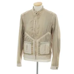 【中古】エトロ ETRO ナイロン×カンガルーレザー シングルライダースジャケット ブルゾン ベージュ系【サイズXS】【メンズ】のサムネイル
