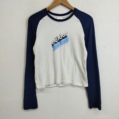 adidas アディダス ラグラン カットソー 長袖 フロント ロゴ プリント ピチT Y2K 平成 古着 ネイビー ホワイト L G718