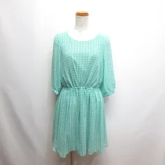 N.Natural Beauty Basic N.ナチュラルビューティーベーシック チェック柄 シアー シフォン ワンピース M エメラルドグリーン 七分袖 裏地付きのサムネイル