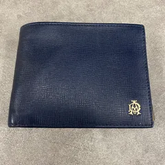 (0)W51 ダンヒル dunhill レザー 二つ折り財布 ネイビー イエロー バイカラー メンズ 財布 ウォレットのサムネイル