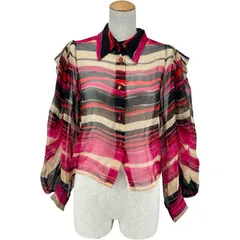シャネル CHANEL ロゴ総柄シアーシャツ P17565 ピンク シルク レディース 長袖シャツのサムネイル