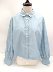 美品 AFTERNOON TEA WARDROBE アフタヌーンティー 水色 ストライプ クロップドシャツ M-Lサイズのサムネイル