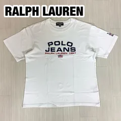 【良好】POLO JEANS RALPH LAUREN ポロジーンズ ビッグロゴ Tシャツ 150cm ジュニアサイズ  ホワイト 白 ナイガイ 着丈58cm 肩幅43cm 身幅(脇下)49cm 袖丈19.5cm【古着】のサムネイル