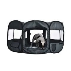 Amazonベーシック ペットサークル 折り畳み式 収納バッグ付き ソフト トラベル用 八角形 グレー 114cm x 60cm 1のサムネイル