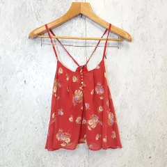 dazzlin ダズリン ビスチェ キャミソール 花柄 くるみボタン Aライン バッククロスリボン レッド Fサイズ ◎_□〇のサムネイル