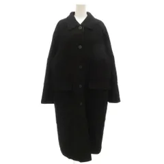 ダックス DAKS ステンカラーコート ロング 11 黒 ブラック ハウスチェック柄 ピュアウール /JI ■GY75のサムネイル