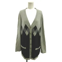 エスカーダ ESCADA カーディガン 絹 シルク 38 グレー 黒 ブラック アーガイル柄 Vネック 長袖 /NP ■ECC007のサムネイル