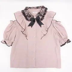 Majoretty レース襟肩見せ リボン ブラウス Mサイズ くすみピンク 半袖 地雷系 量産型 マジョリティ Avail アベイルのサムネイル