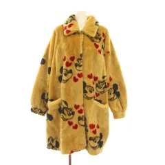 ディズニー Disney Apparence PARIS ミッキーマウス ロングコート フェイクファー 総柄 アウター 茶色 ブラウン /YMのサムネイル