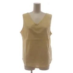 自由区 オンワード樫山 19SS COTTON TEREKO タンクトップ 44 アイボリー Vネック リブ /RRのサムネイル