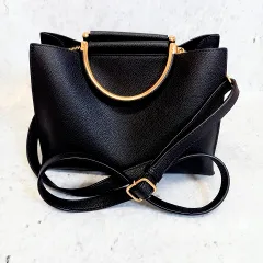 ANEMONE アネモネ ショルダーバッグ メタルハンドル 2Way スクエア ロングショルダー ファスナー付き ブラック ◎、〇□☆のサムネイル