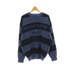 パーリーゲイツ PEARLY GATES GOLF ロゴ ニット セーター ボーダー ウール 長袖 3 青 紺 ネイビー /HS ■OSのサムネイル