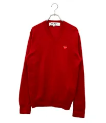 プレイコムデギャルソン 長袖ニット ハートロゴ  Vネック プルオーバー レディース SIZE M PLAY COMME des GARCONSのサムネイル