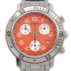 エルメス HERMES 腕時計 クリッパー ダイバー CL2.916 オレンジ文字盤 デイト クロノグラフ 夜光インデックス スモールセコンド 回転ベゼル 夜光針 SS クオーツアナログ 【中古】のサムネイル