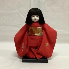 アウトレット商品】市松人形 男の子 久楽朋 34cm 縮緬灰 四季の草花 MK