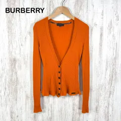 BURBERRY BLACK LABEL バーバリーブラックレーベル Vネック ウール リブニットカーディガン オレンジのサムネイル