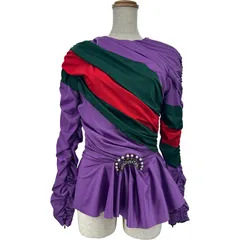 グッチ GUCCI x BALENCIAGA ギャザーストレッチブラウス 677041 パープル ナイロン レディース ブラウスのサムネイル