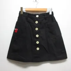 ミルクフェド MILKFED. ストレッチ 台形 スカート M 黒 ブラック バックゴムのサムネイル