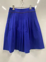 PD193⚫︎en re'cre'⚫︎アンレクレ⚫︎ひざ丈スカート⚫︎裏地あり⚫︎サイドファスナー⚫︎フレア⚫︎レディース⚫︎size38⚫︎青⚫︎日本製のサムネイル