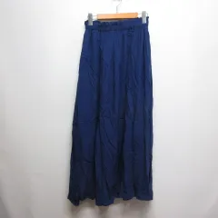カージュ Khaju マキシ ロング イージー フレア スカート 青 ブルー ウエストゴム レーヨン 裏地付きのサムネイル