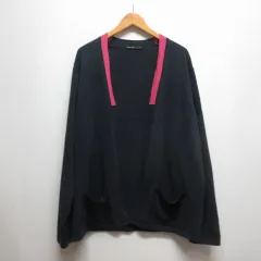 ニコアンド Niko and.. 薄手 ニット カーディガン 4/L ネイビー×ピンク ボタンなしのサムネイル