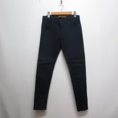 スーパーファイン superfine 美品 ストレッチ スキニー デニム パンツ ジーンズ 25 濃インディゴ 裾ジップ ジッパーフライのサムネイル