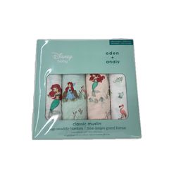 Disney Ariel blanket, Aden + Anais Classic Swaddle 4-piece set, unused.