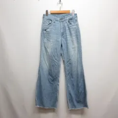 ゴア goa ダメージ加工 クラッシュ デニム フレア パンツ 1 ブルー ジーンズ ジッパーフライ 裾カットオフのサムネイル