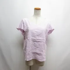 カリテ qualite フレンチスリーブ 麻リネン混 Vネック カットソー 38 薄紫 パープル 半袖 ブラウス ストレッチ 日本製のサムネイル