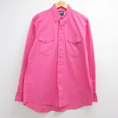 L/古着 ラングラー 長袖 ウエスタン シャツ メンズ 90年代 90s コットン ボタンダウン USA製 ピンク 26jul22のサムネイル