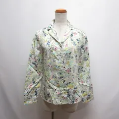 ポールカ PAULE KA 美品 花柄 オープンカラー 長袖 シャツ 38 白 ホワイト コットン フランス製のサムネイル