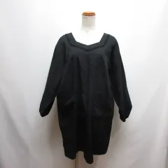 ハーディエイミス HARDY AMIES 美品 割烹着 エプロン 黒 ブラック レース装飾 ロゴ刺繍 後ろリボン 日本製のサムネイル