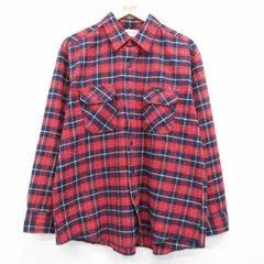 XL/古着 ラングラー 長袖 フランネル シャツ メンズ 80年代 80s USA製 レッド チェック【spe】 26jul23のサムネイル