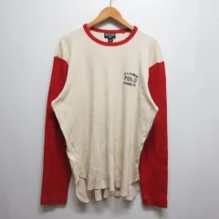 ポロジーンズ ラルフローレン POLO JEANS 長袖 リブ カットソー Tシャツ L アイボリー×赤レッド 正規品のサムネイル