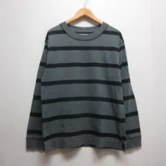 マーガレットハウエル MHL. WIDE STRIPE DRY JERSEY LS 長袖 ボーダー Tシャツ M グレー×黒 596-2266504 日本製のサムネイル