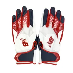 New Balance ニューバランス バッテ 両手 バッティンググローブ 両手用 バッティング手袋 ホワイト/ネイビー/レッドのサムネイル