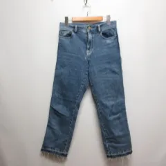 エポカ EPOCA サイドフリンジ デニム パンツ ジーンズ 40 ブルー 裾カットオフ ストレッチ ジッパーフライ 日本製のサムネイル
