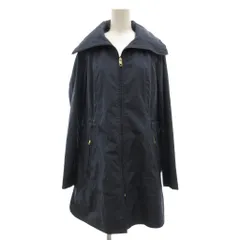 コールハーン COLE HAAN 美品 ショールカラーコート ハーフ ミディ丈 ジップアップ M 紺 ネイビー /SX ■ECF007のサムネイル